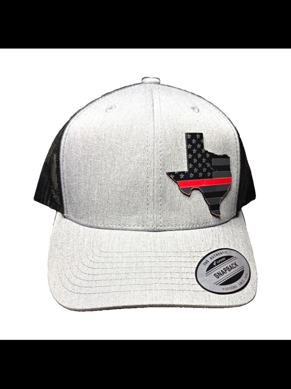 Gray & Black Texas Thin Red Line Patch Snapback Hat
